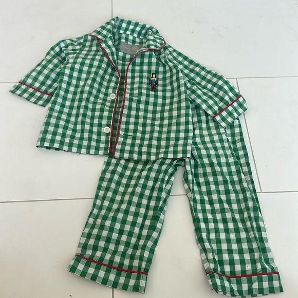 Eleanor Rose green gingham boy pajamas holiday Christmas 3T nutcracker - Picture 1 of 2
